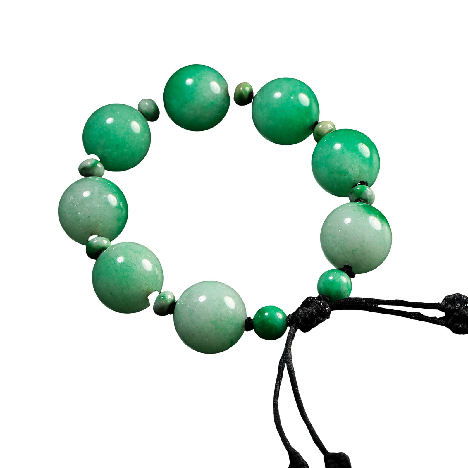 Qing Dynasty Positive Green Jadeite Round Bead Prayer Bracelet,Qing Dynasty,19th Century: Measurements:Diameter of main bead 2 cm / 0.79 inches, total weight 94 grams, 19th Century Qing Dynasty, Category: Ming and Qing Jade, Core trading markets: Singapore, Texas USACondition & Provenance: