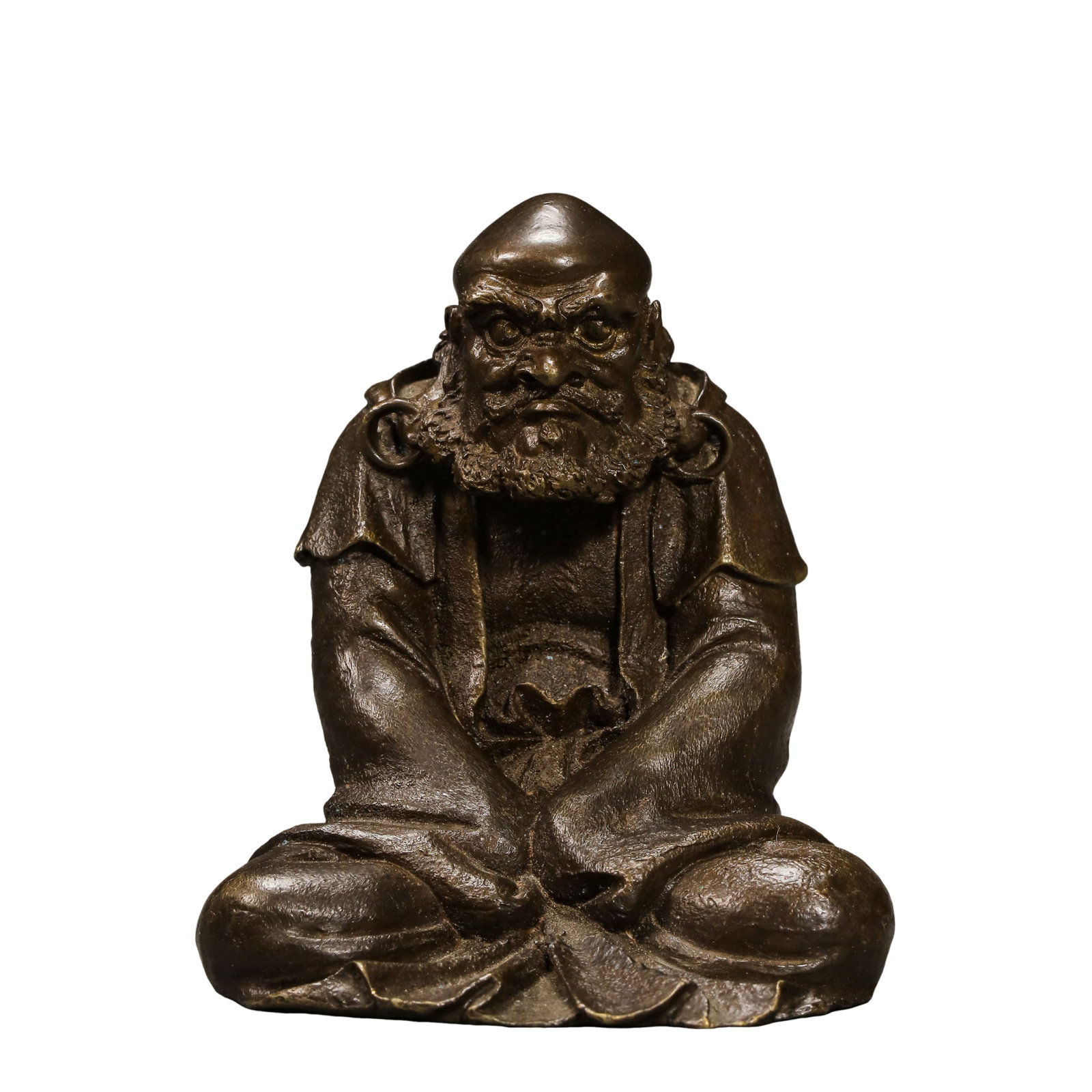 Qing Dynasty Cast Bronze Sitting Bodhidharma Statue,18th-19th Century Qing Dynasty: Measurements:Height 7 cm / 2.76 inches, width 6.2 cm / 2.44 inches, weight 621 grams, 18th-19th Century Qing Dynasty, Category: Chinese Bronze, Core trading markets: CaliforniaCondition & Provenance:T
