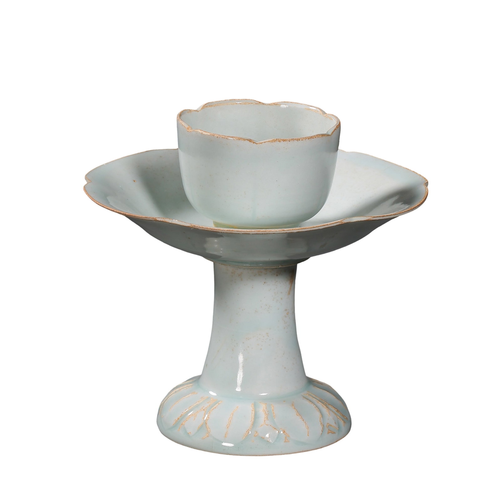 Hutian?Yao Yingqing Glazed Lotus?Petal High?Stem Cup?Stand,Song Dynasty,10th?13th Century (1 of 9)