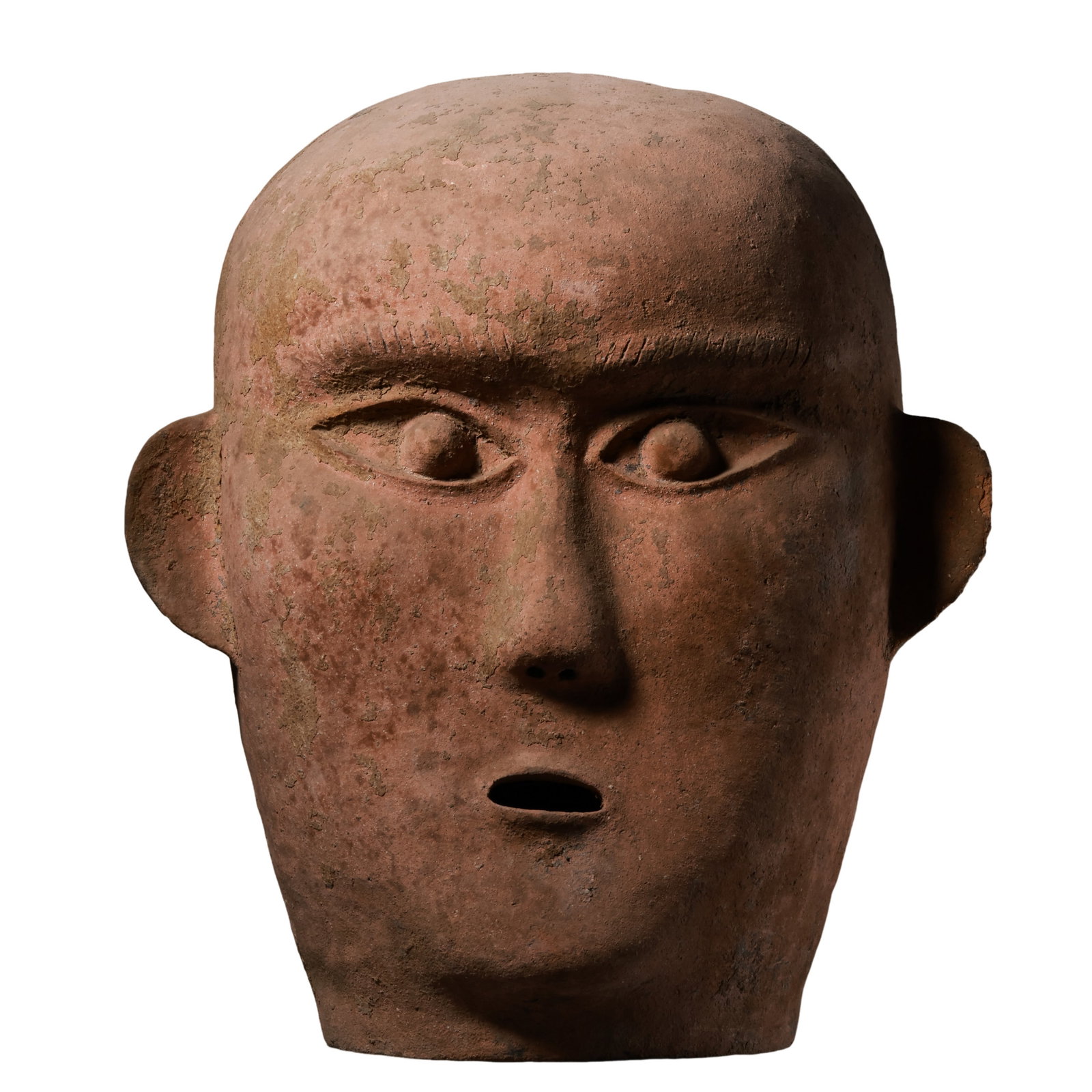 Hongshan Culture Large Red?Clay Human Head Sculpture,Neolithic Age (1 of 9)