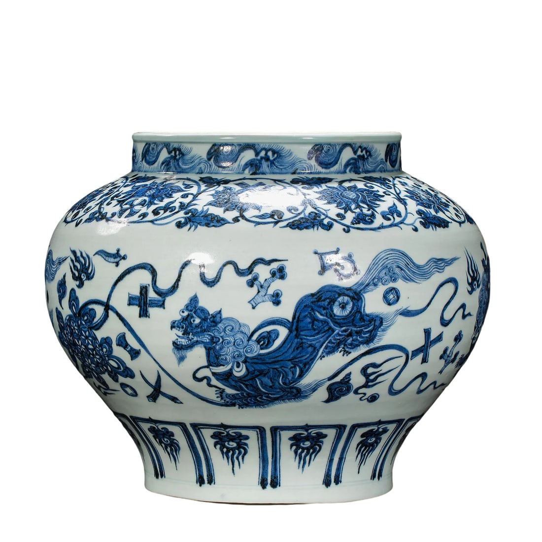 Large Blue?and?White Jar with Lions and Precious?Objects Motifs,Yuan Dynasty,13th?14th (1 of 8)
