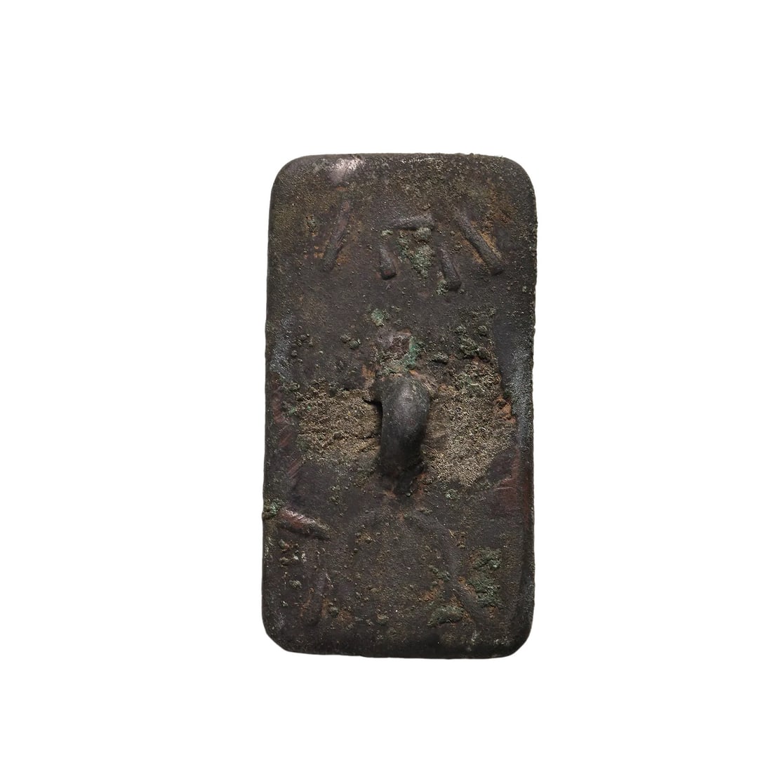 Bronze Rectangular Seal with Characters “Tian Li Nian??,Yuan Dynasty,13th?14th Century: Dimensions:Length 5.8 cm (2.28 in),Width 3 cm (1.18 in),Weight 32g,Yuan Dynasty,13th?14th CenturyCondition & Provenance:The bronze seal is fully intact,no breakage,missing sections or modern repairs.T