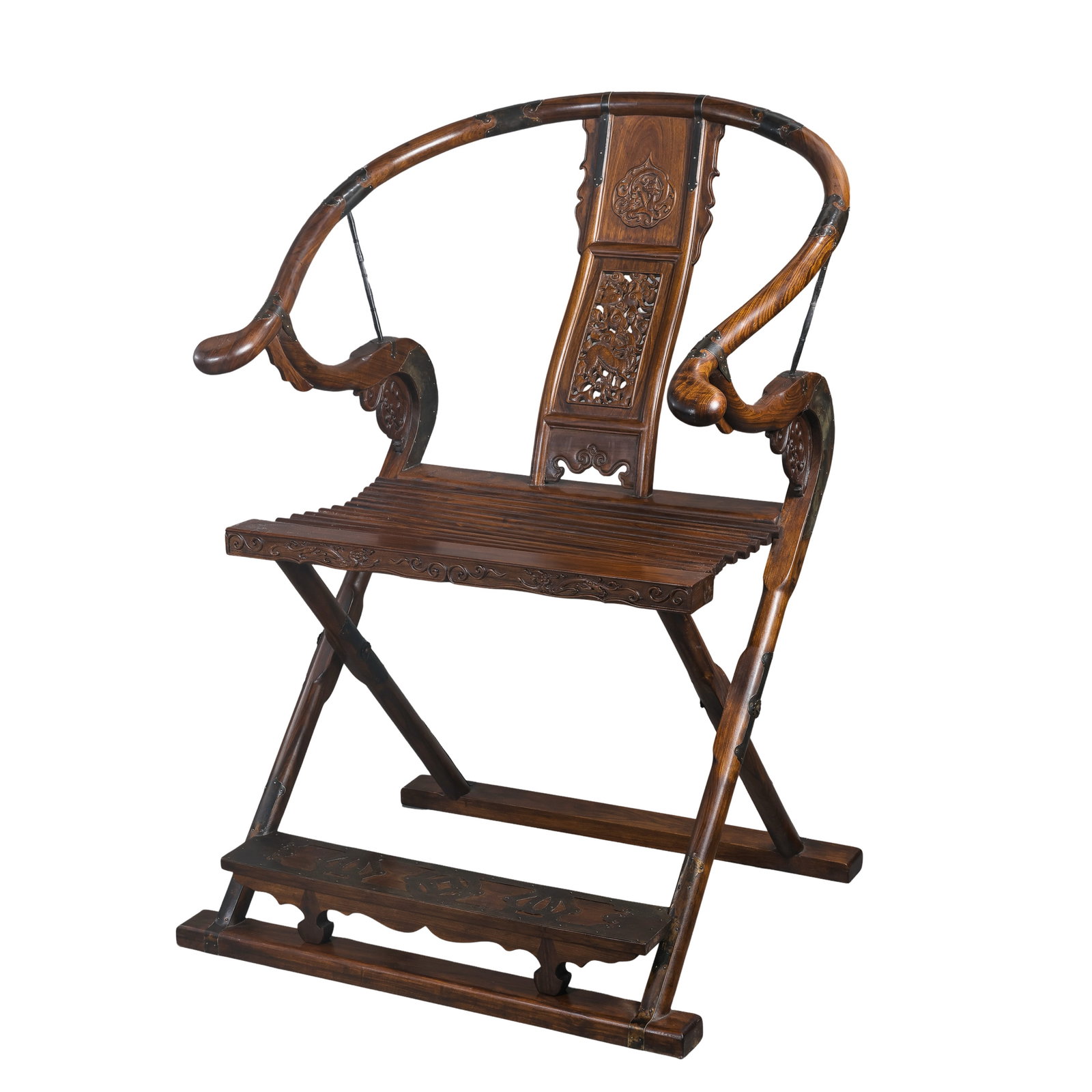 Huanghuali Folding Horseshoe?Back Armchair (Jiao Yi),Ming?Style,17th?Century Tradition (1 of 12)
