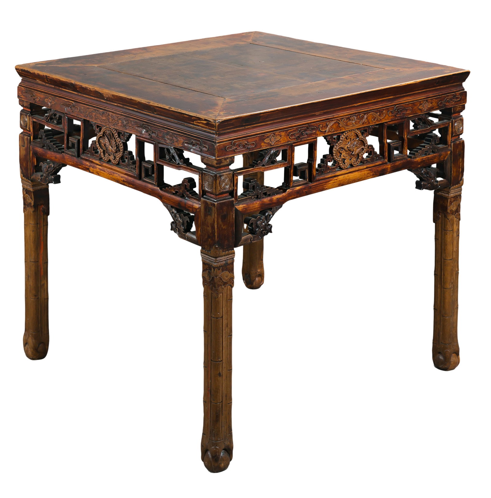 Qing Dynasty Square Offering Table with Bamboo?Joint & Floral?Bird Carvings (1 of 11)