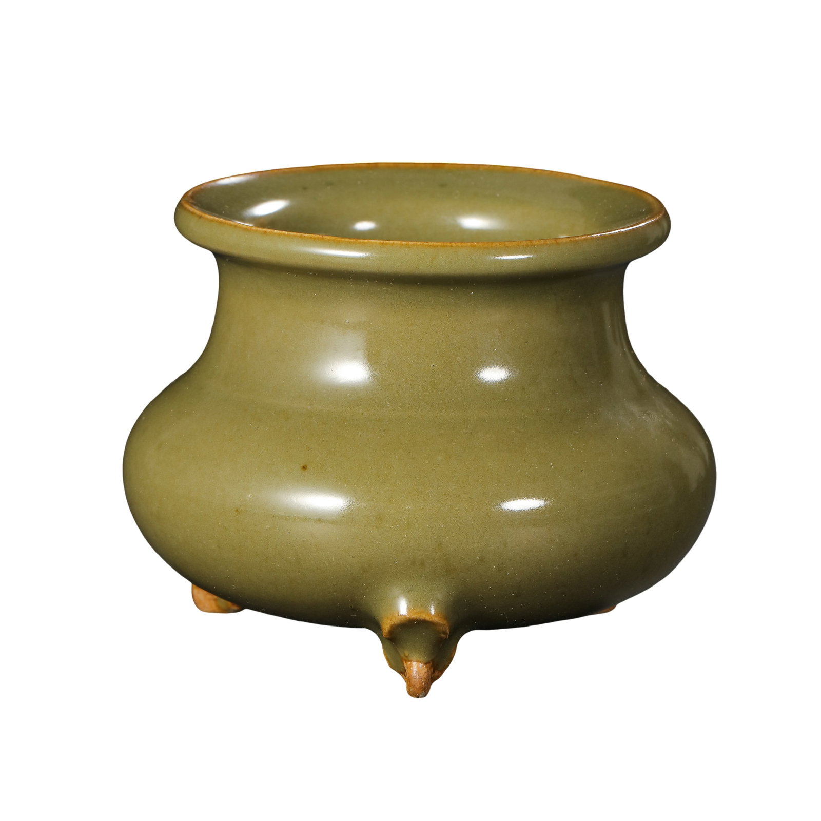 18th?Century Qing Dynasty Tea?Dust Glazed Tripod Censer: Dimensions?Height 7.8 cm (3?1/16 in), Rim Diameter 8.4 cm (3?5/16 in), 18th centuryCondition & Provenance?Overall condition is excellent. The glaze surface remains intact and lustrous, no cracks or ch
