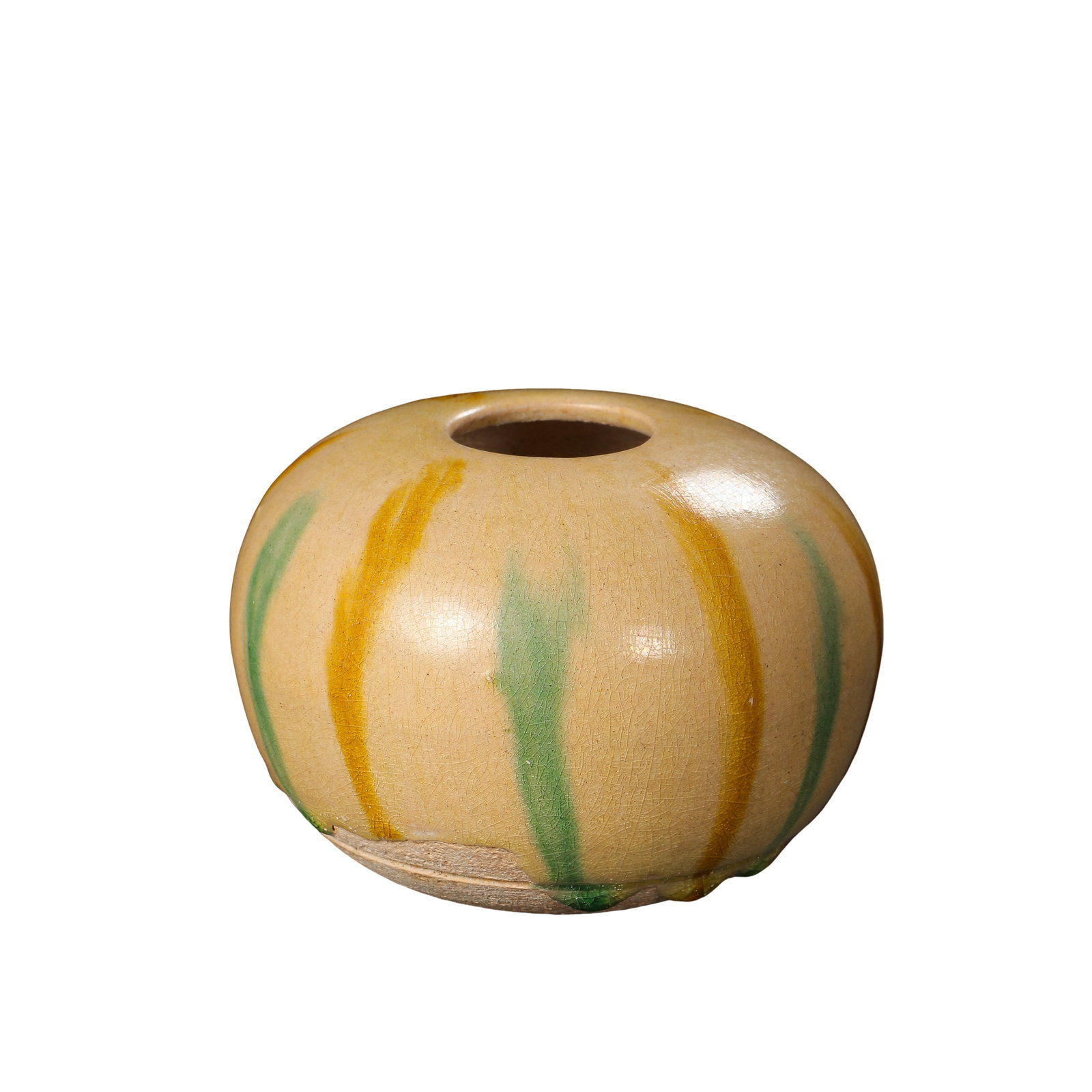 Tang Dynasty Sancai?Glazed Strip?Pattern Water Pot (1 of 7)