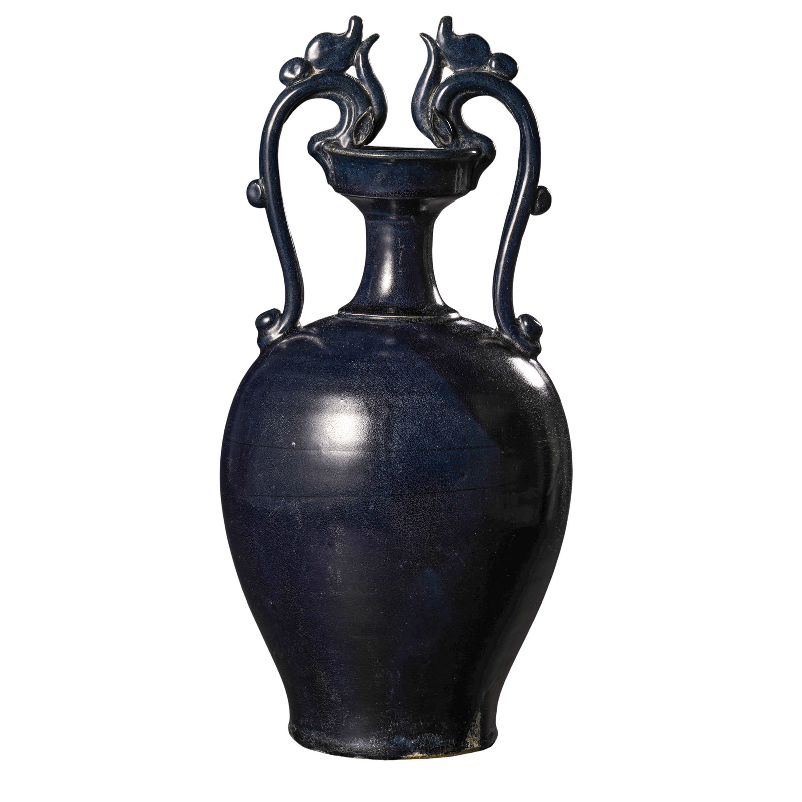 Tang Dynasty Deep?Blue?Glazed Double?Dragon?Handle Vase (1 of 8)