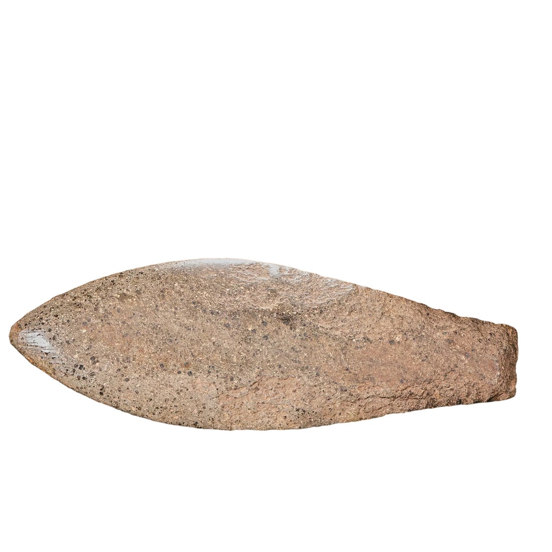 Neolithic Hongshan Culture Large Stone Spear,3500?3000 BCE,: Dimensions:Length 33.5cm(13.19in),Width 12cm(4.72in),Weight 1435g,3500?3000 BCECondition & Provenance:Entirely knapped and ground from a single piece of speckled hard rock,the spear is largely complet