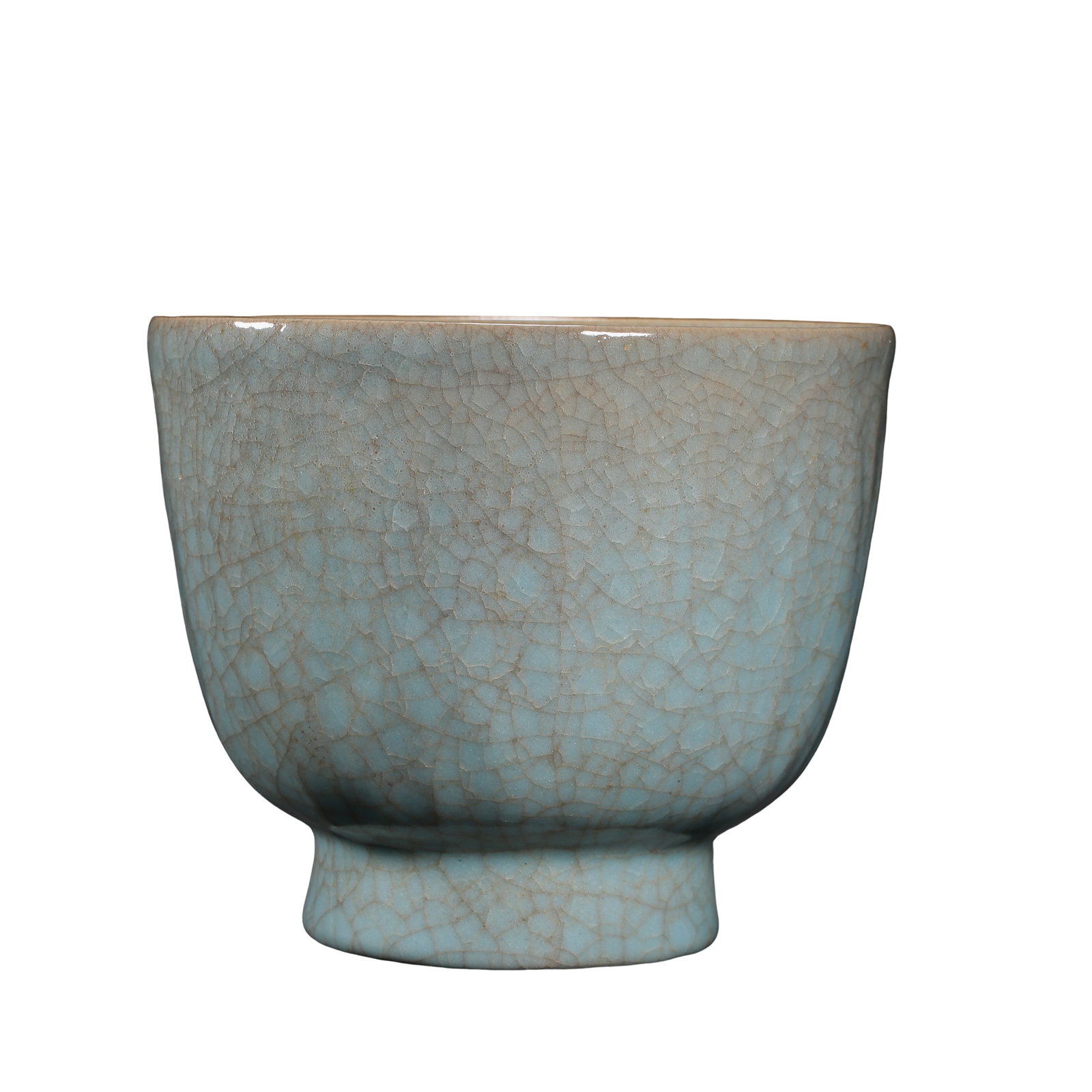 Song?Dynasty Ru?type Sky?Blue Glazed Lobed Cup: Dimensions?Height 10?cm (3?15/16?in), Mouth Diameter 11.5?cm (4?17/32?in); Song DynastyCondition & Provenance?The cup is largely intact. Natural age?related micro?wear appears on the rim surface, no h