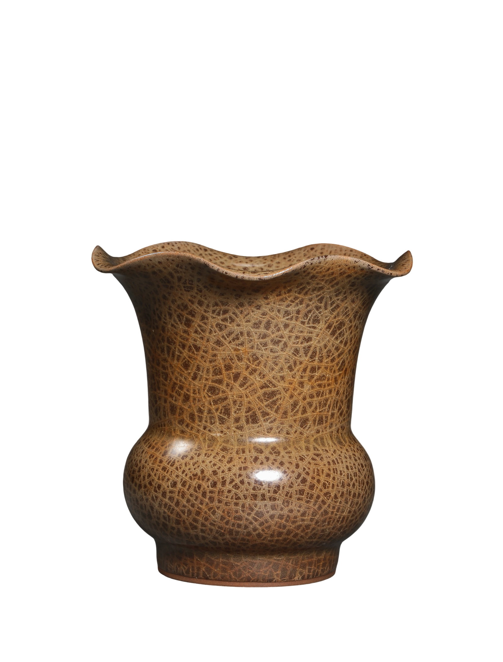 Song?Dynasty Ge?type Brown Crackled Glaze Floral?Rim Zhadou Vessel (1 of 9)