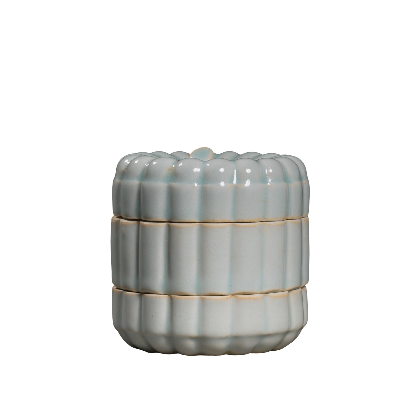 Song?Dynasty Jingdezhen Qingbai Glazed Multi?Tiered Melon?Ribbed Cosmetic Box (1 of 8)
