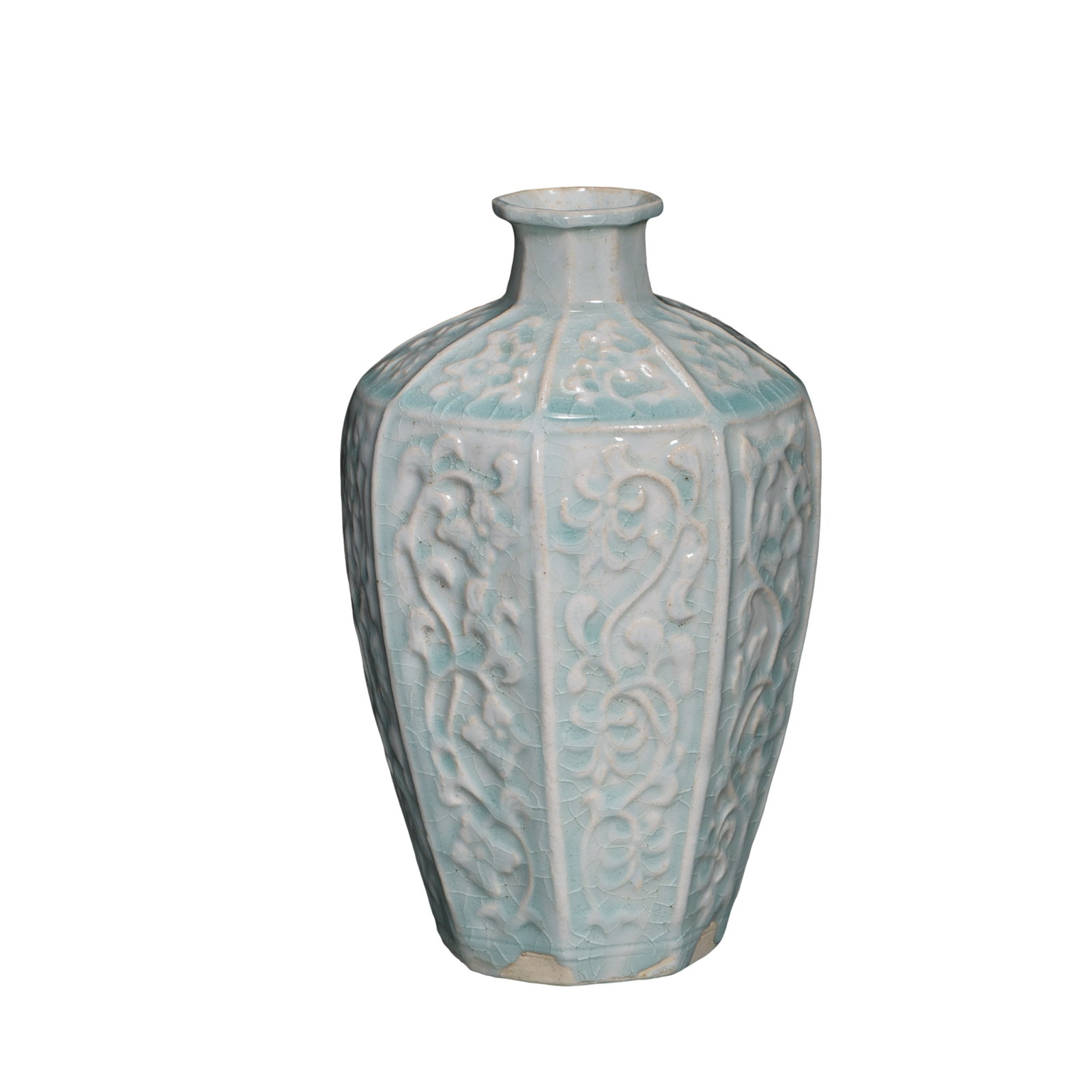 Yuan?Dynasty Jingdezhen Qingbai?Glazed Molded Floral Octagonal Meiping Vase (1 of 9)