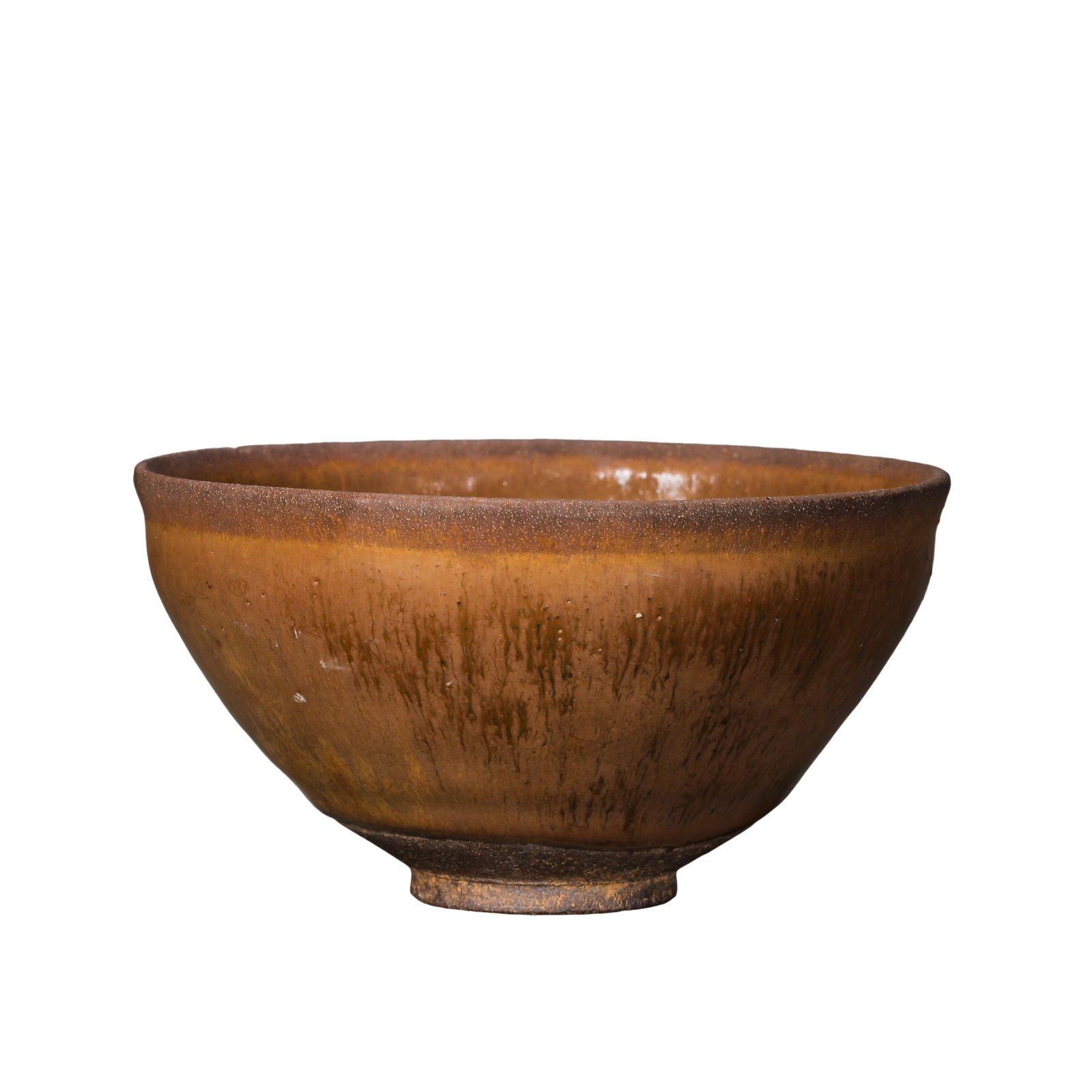 Song?Dynasty Jian?Kiln Russet?Gold Hare’s?Fur Tea Bowl: Dimensions?Height 6.5?cm (2?9/16?in), Mouth Diameter 12.4?cm (4?7/8?in); Song DynastyCondition & Provenance?This authentic Jian?ware tea bowl retains its complete original body without deep structural