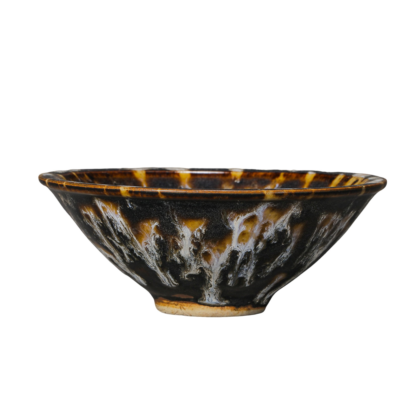 Song?era Jizhou?kiln tortoiseshell?glaze fluted tea bowl, (1 of 12)