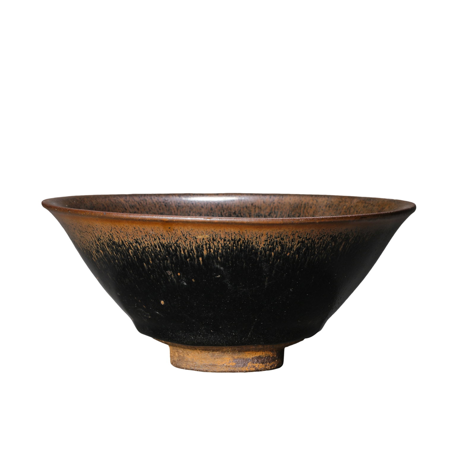 Song?Dynasty Jian?Kiln hare’s?fur black?glaze large tea bowl,: Dimensions:Height 8cm (3?1/8in),Mouth Diameter 18cm (7?1/16in),Song Dynasty,Condition & Provenance:Alright,this is a substantial authentic Song?period Jian?ware tea bowl,no major body cracks,no glued?