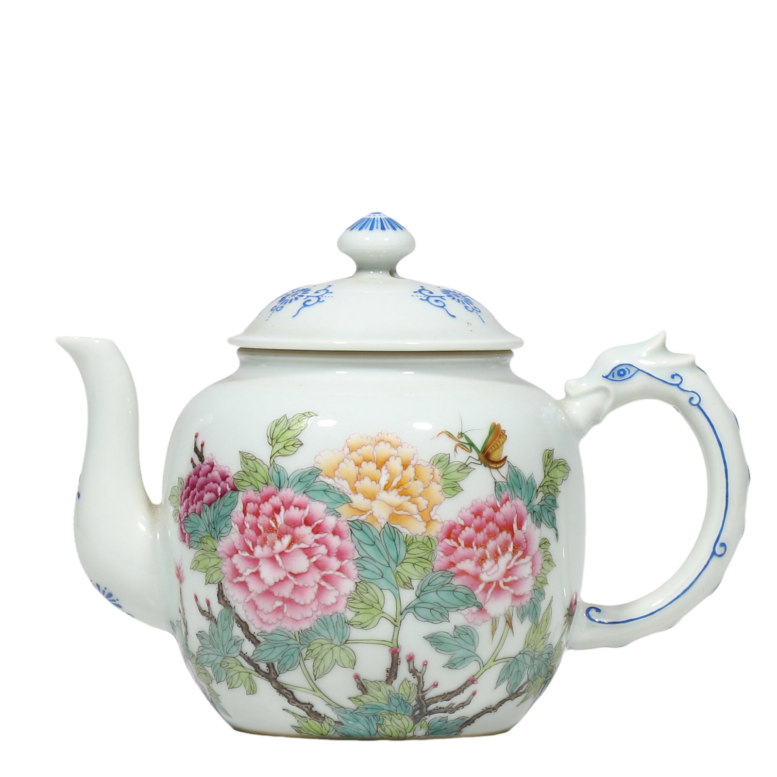 Qianlong Period Famille?Rose Ewer with Dragon?Shaped Handle, Peony and Insect Motifs (1 of 6)