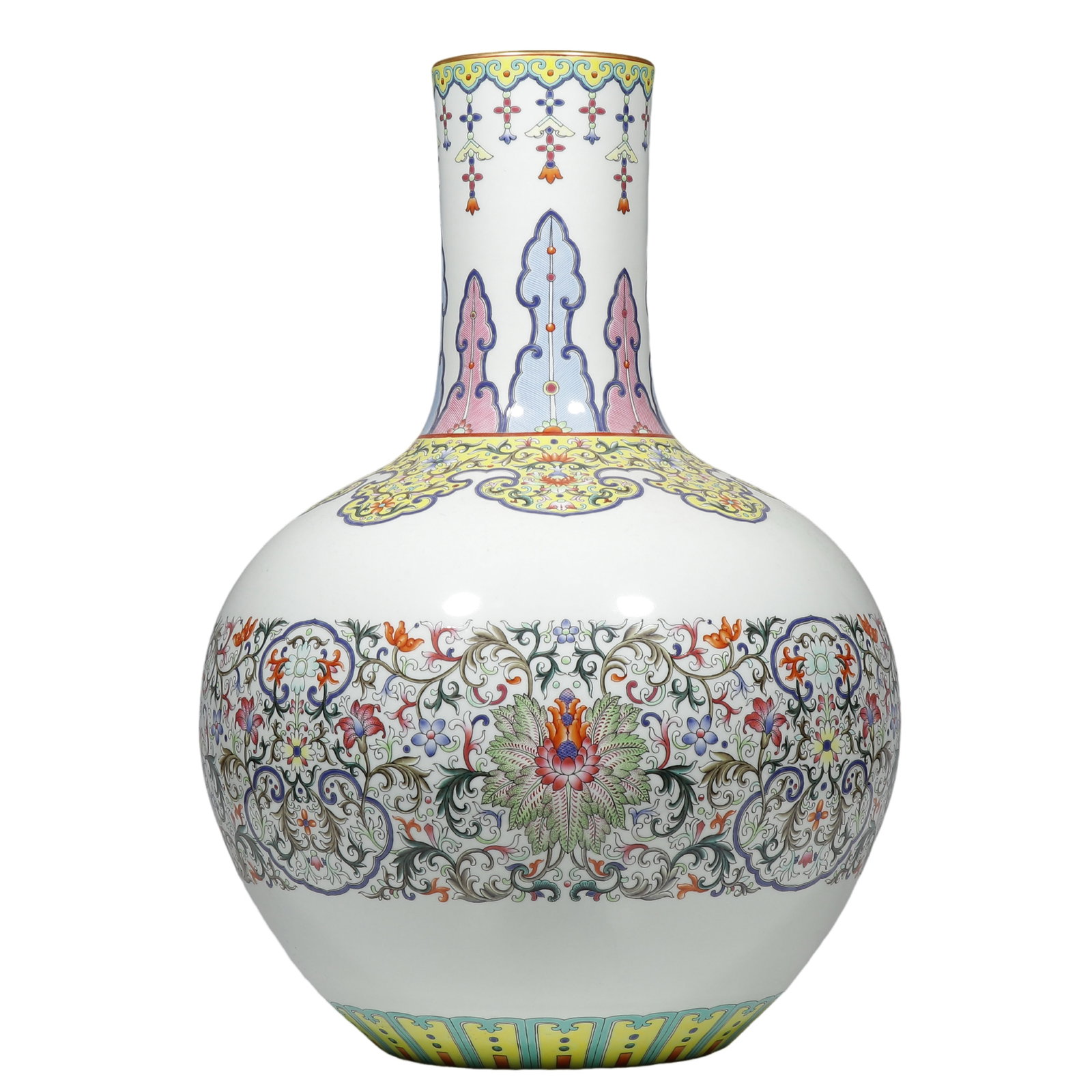Qianlong Period, Famille?Rose Globular Vase (Tian?Qiu?Ping) with (1 of 6)