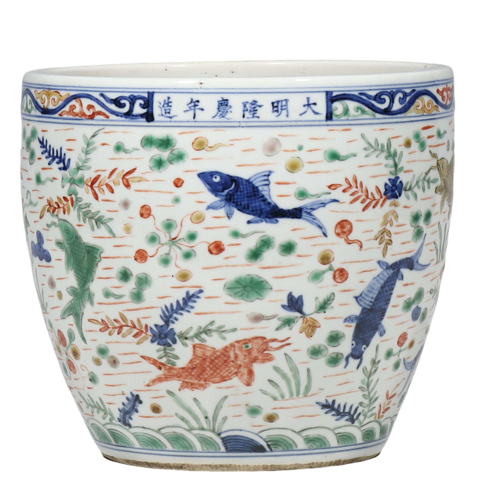 Ming Longqing Period, Wucai Fish?and?Aquatic?Plant Scroll Jar (1 of 6)