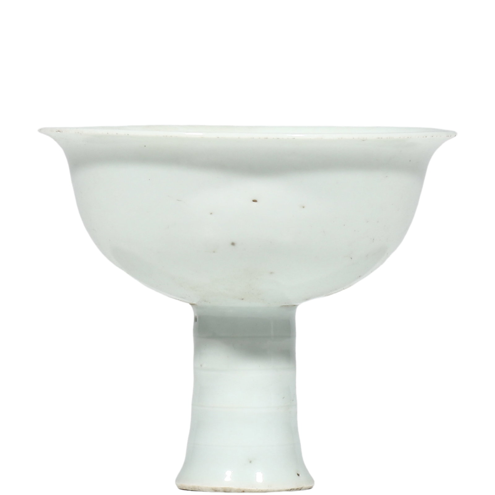 Yuan Dynasty, Bluish?White Glazed Stem Bowl with Moulded Dragon?Cloud Pattern (1 of 6)