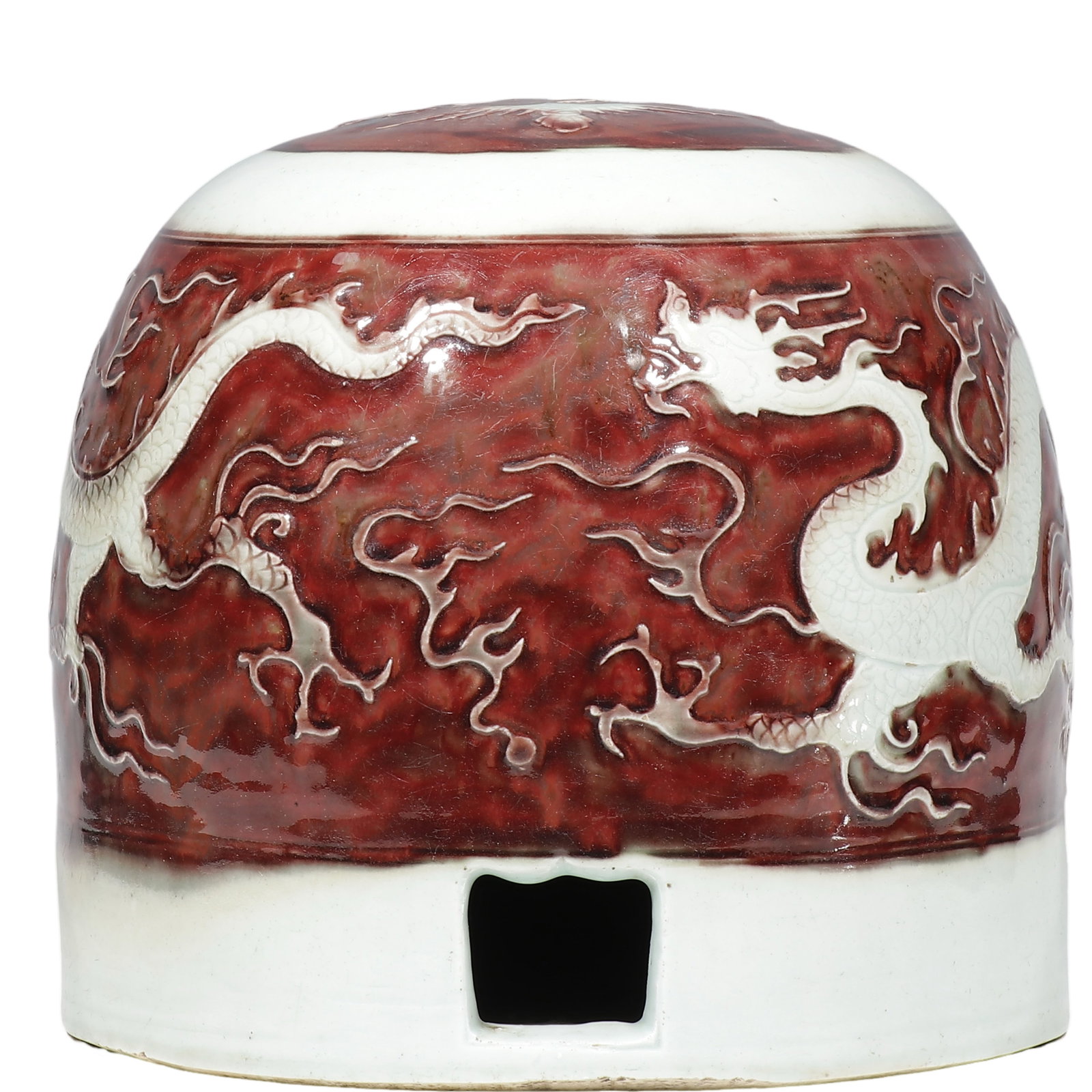 Yuan Underglaze?Red?Ground Reserved?Carved?Dragon Yurt?Form Vessel (1 of 6)