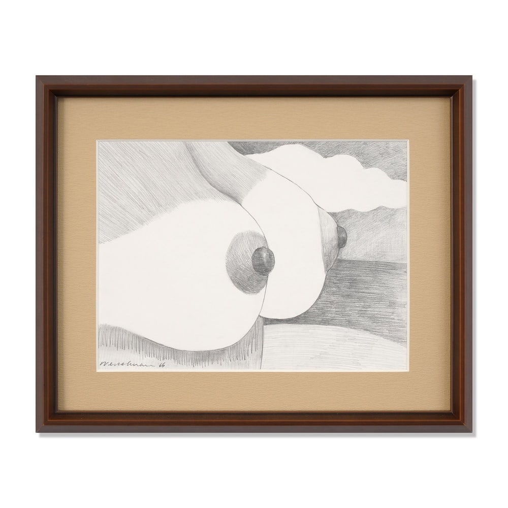 TOM WESSELMANN (1931-2004), ATTRIBUTED TO, "STUDY FOR SEASCAPE #11", 1966, GRAPHITE ON PAPER: Signed (lower left) Image Dimensions: 10 3/8 x 14 in (26.4 x 35.4 cm) Framed Dimensions: 15 7/8 x 19 1/4 in (40.3 x 49 cm) This painting comes with COA. Executed in 1966, Study for Seascape #11