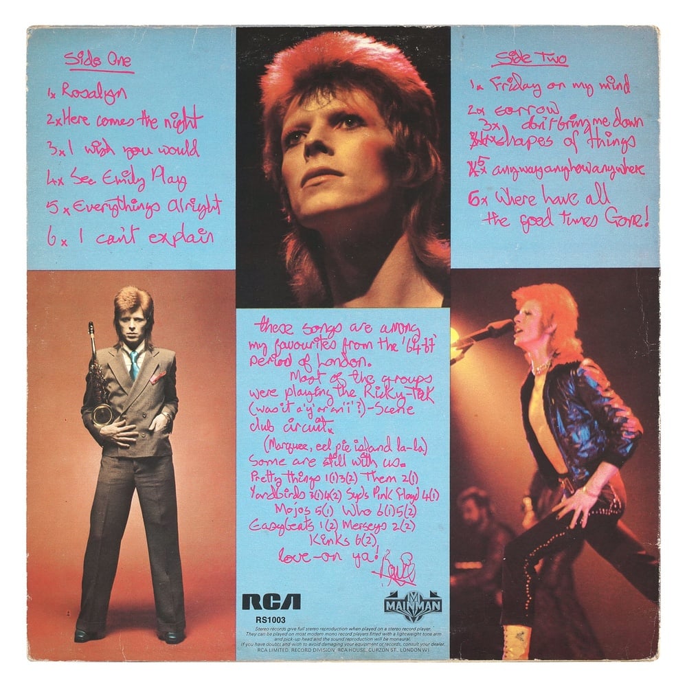 DAVID BOWIE SIGNED "PINUPS" LP - 2