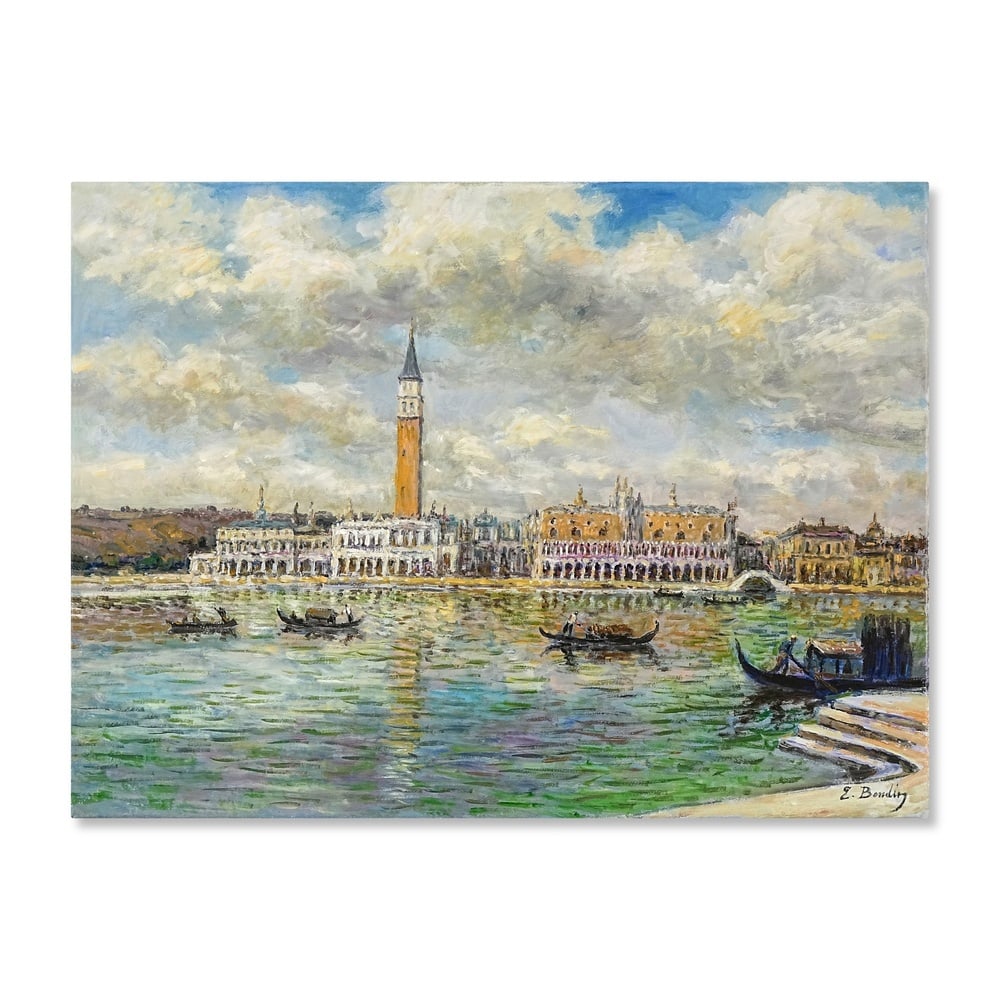 EUGENE LOUIS BOUDIN (1824-1898), ATTRIBUTED TO, OIL ON CANVAS: Signed (lower right) Image Dimensions: 21 1/4 x 28 3/4 in (54.2 x 73 cm) This painting comes with COA. This Venetian view presents a broad expanse of lagoon animated by gondolas and small boats, with