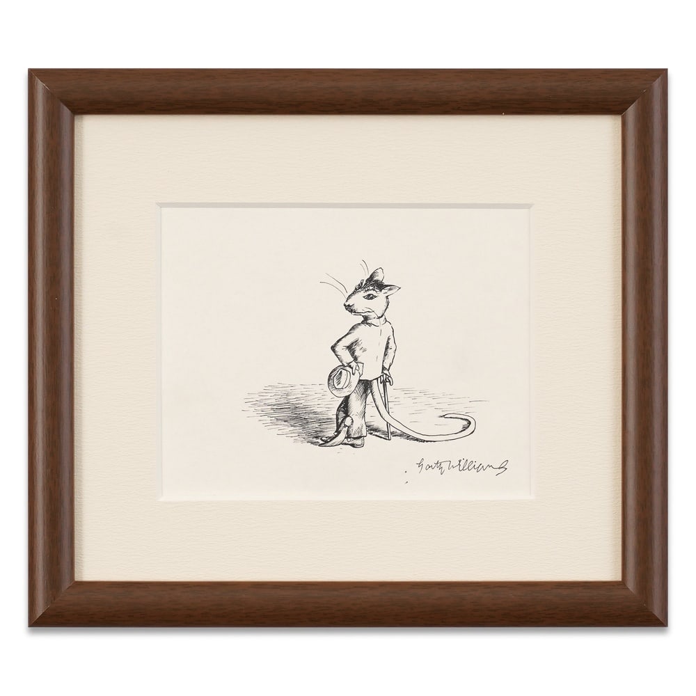 GARTH WILLIAMS SIGNED MOUSE CHARACTER SKETCH: Image Dimensions: 6 x 7 3/4 in (15.2 x 19.6 cm) Framed Dimensions: 11 3/4 x 13 1/2 in (30 x 34.3 cm) Provenance and Authentication: According to the Letter of Authenticity (LOA) and Certificate of Aut