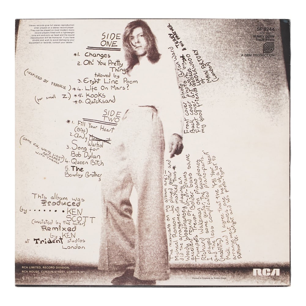 DAVID BOWIE SIGNED "HUNKY DORY" LP - 2