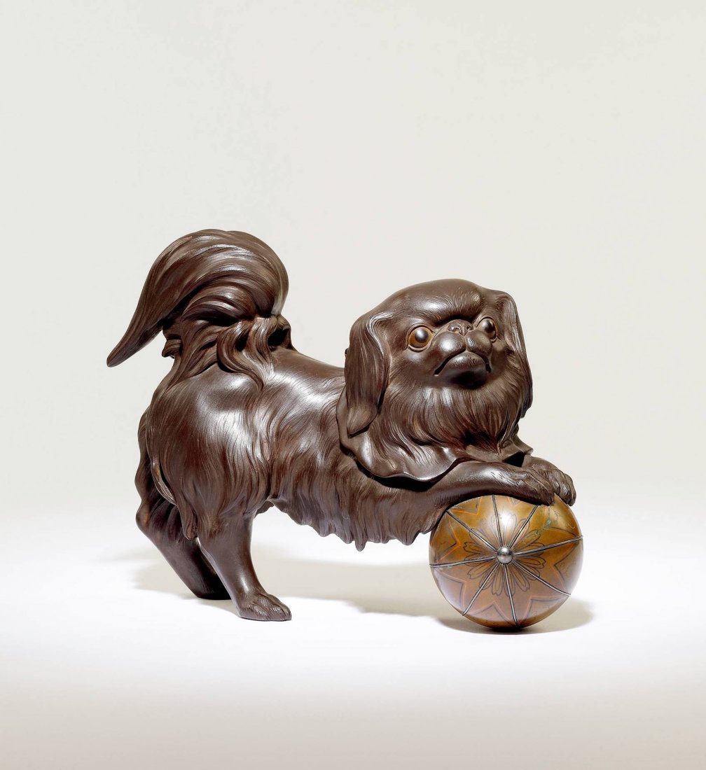 Meiji period , A Superb Lion figurine: 明治时期,金工象嵌獅犬擺件◆◆size:L28cm H21cm◆Web Catalog///https://book.yunzhan365.com/bookcase/cjwu/index.html