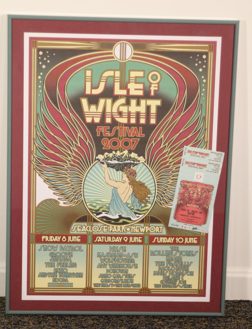 Isle of Wight Festival Concert Poster: Includes ticket to show, TruGuard UV Protection glass Poster Size: 23.5"h x 16.5"w Frame Size: 26"h x 19"w
