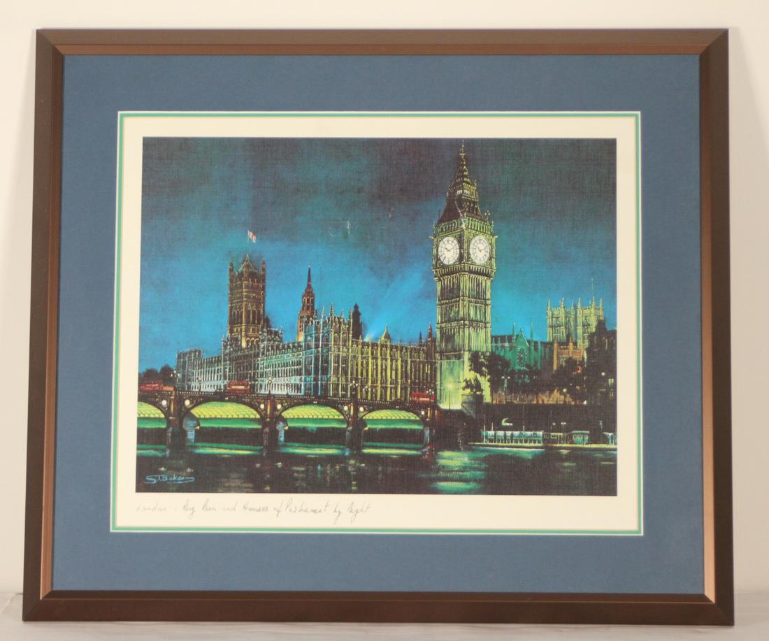 Framed Big Ben and Houses of Parliament by Night: Poster Size: 12"h x 14.5"w Frame Size: 17"h x 20"w