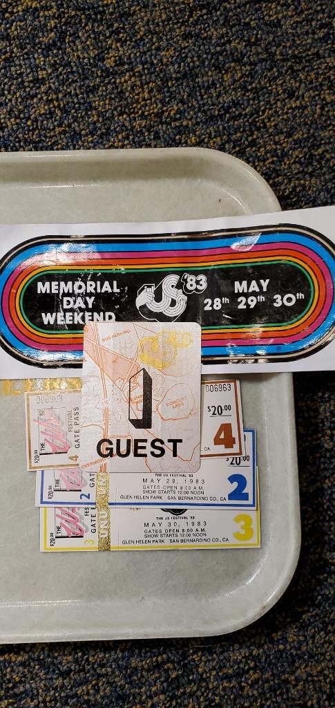 1983 US Festival Tickets, Sticker, & more: Includes tickets, sticker, and parking pass