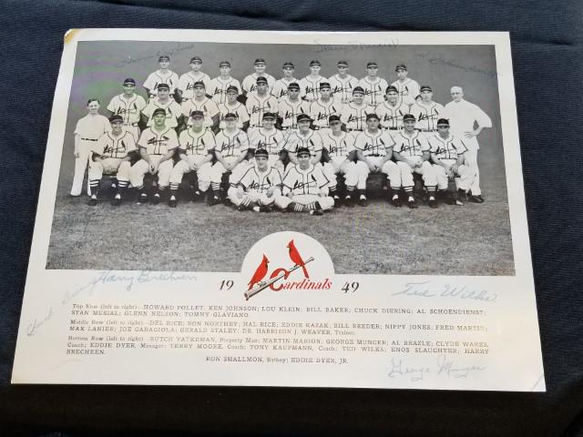 1949 Cardinals Signed Team Photo - Stan Musial: Photo is 8.5" x 11"