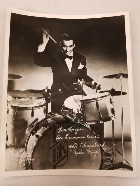 Gene Krupa Signature on Photo: Photograph is 10" x 8", includes JSA basic certificate