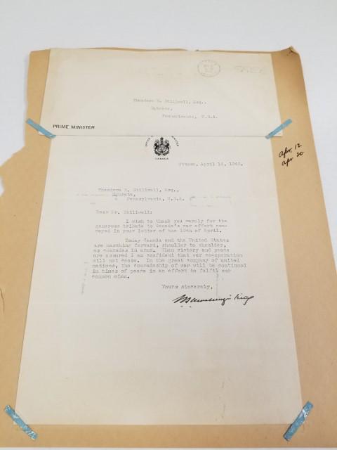 Letter Signed by Prime Minister Mackenzie (1 of 11)