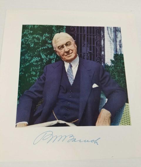 Autographed Photograph of Bernard M. Baruch: Photo is 9.5" x 10", includes JSA basic certificate