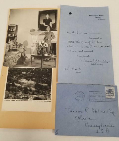 1943 Letter from The Duke Of Windsor: Signed letter from private secretary, letter is 8" x 5", includes original envelope