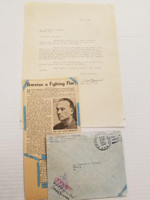 Signed 1943 Letter from Maj. Gen. Lewis Berereton (1 of 7)