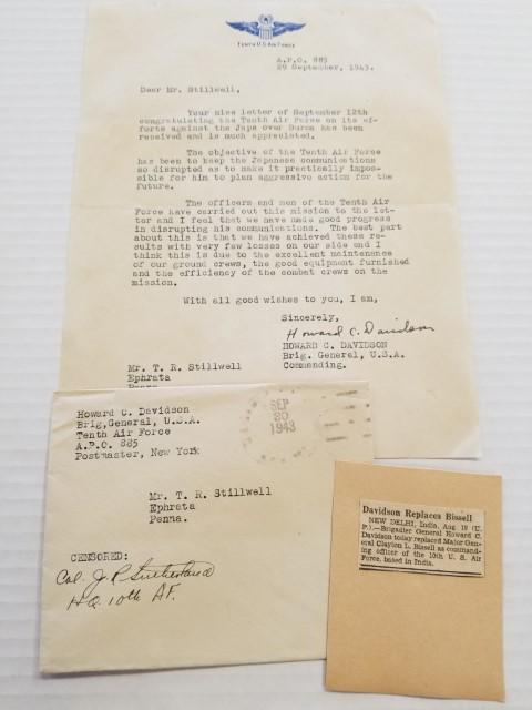 Signed 1943 Letter from Brig. Gen. H. C. Davidson (1 of 7)