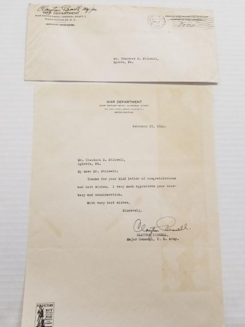Signed Letter and Photo from Maj. Gen. C. Bissell: 1944 letter is 8" x 10.5", no other examples found