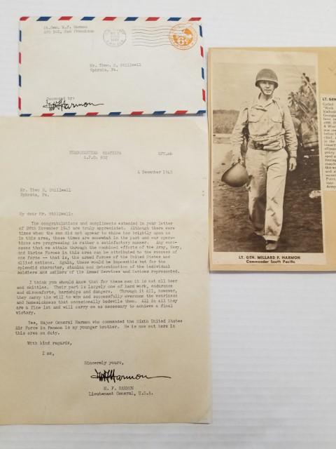 Signed Letter and Envelope from Lt. Gen. Harmon (1 of 10)