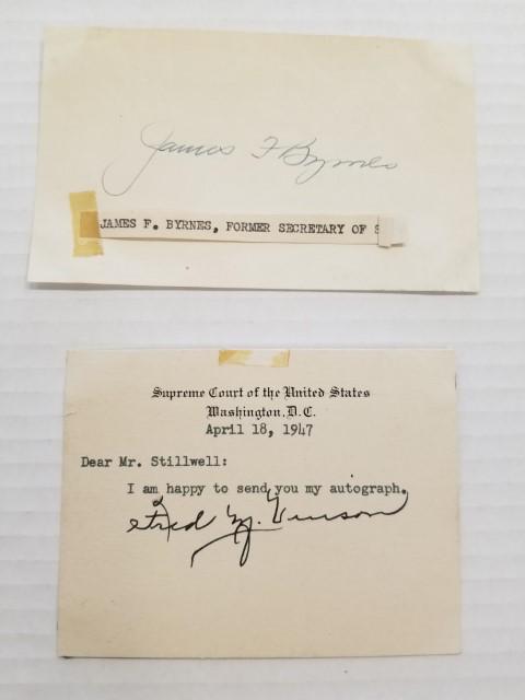 Autographs from James Byrnes and Fred Vinson (1 of 7)