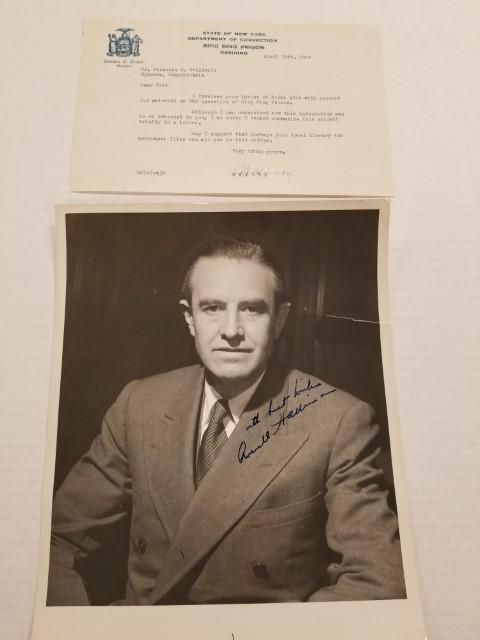 Autographed Photo of Averell Harriman and More: N.Y. Gov. and Sec. of Commerce Harriman's photo is 8" x 10", includes signed letter from warden N.Y. State corrections Robert J. Kirby