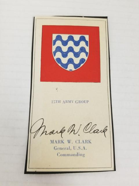 Gen. Mark W. Clark Autographed 15th Army Card (1 of 5)