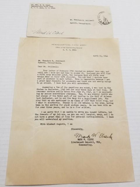 1944 Lt. Gen. Mark W. Clark Signed Letter (1 of 6)