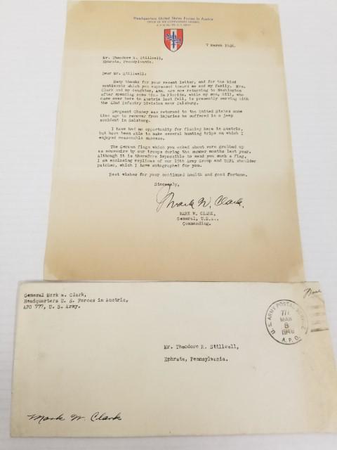 1946 Gen. Mark Clark Signed Letter with Envelope (1 of 6)