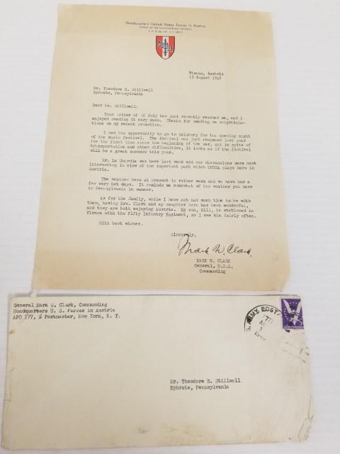 1946 Gen. Mark Clark Signed Letter with Envelope (1 of 6)