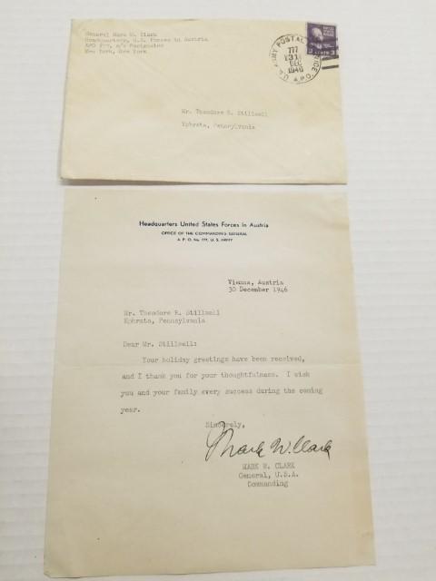1946 Gen. Mark Clark Signed Letter with Envelope (1 of 7)