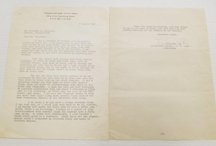 1945 Lt. Gen. L. K. Truscott, Jr. Signed Letter (1 of 8)